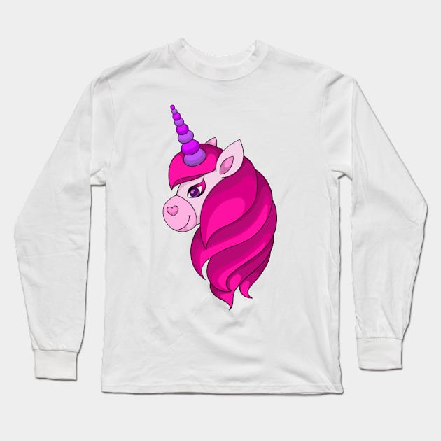 Pink Unicorn Long Sleeve T-Shirt by Mashmuh